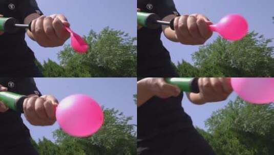 吹气球打气球节日庆祝不止高清在线视频素材下载