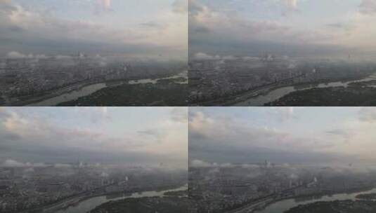 城市雨后平流雾高清在线视频素材下载