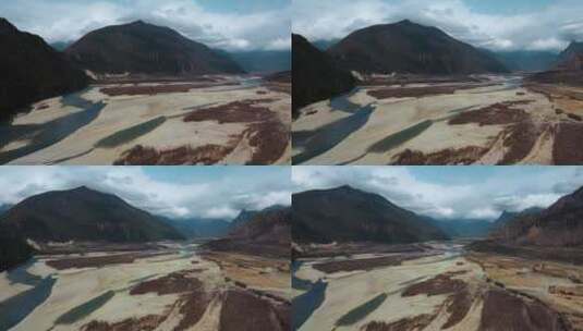 河流沙洲视频青藏高原江河上游河流源头风光高清在线视频素材下载