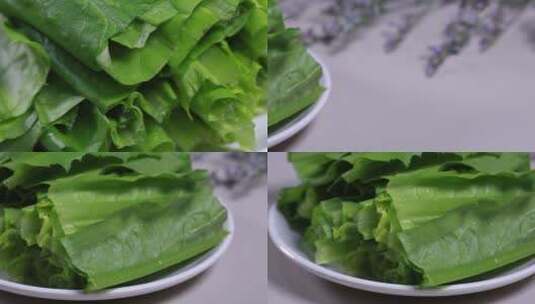 【镜头合集】一盘青菜叶油麦菜叶高清在线视频素材下载