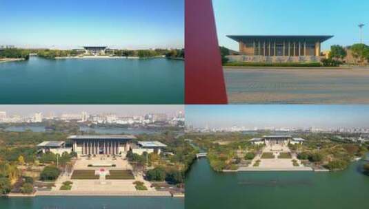 航拍嘉兴南湖革命纪念馆高清在线视频素材下载