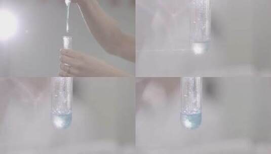 人像学生实验室做试管试剂液体烧杯试管化学高清在线视频素材下载