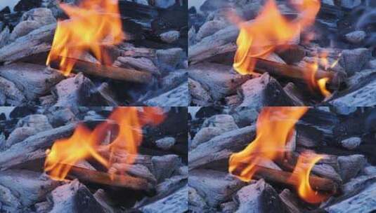 火烧了一块木头高清在线视频素材下载