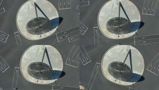 航拍上海世纪大道地标日晷高清在线视频素材下载