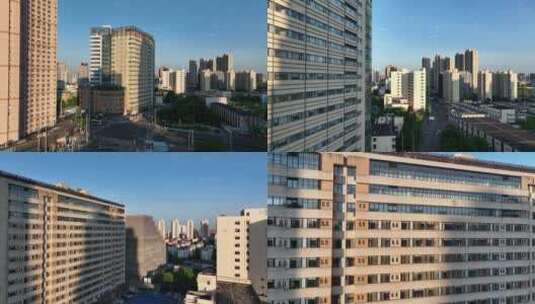 上海六院住院部航拍空镜高清在线视频素材下载