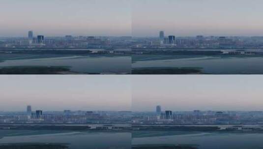 城市航拍武汉清晨迷雾竖屏航拍高清在线视频素材下载