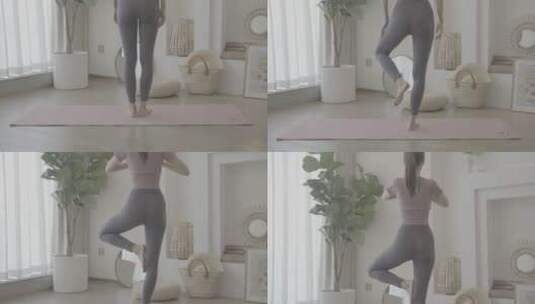 女生做瑜伽高清在线视频素材下载