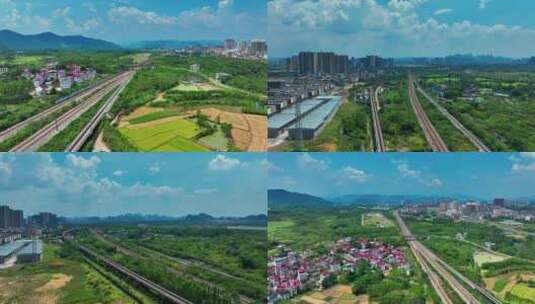 视频合集航拍桂林灵川区域轨道交通高清在线视频素材下载