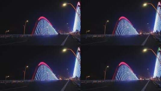 艾溪湖大桥夜景高清在线视频素材下载