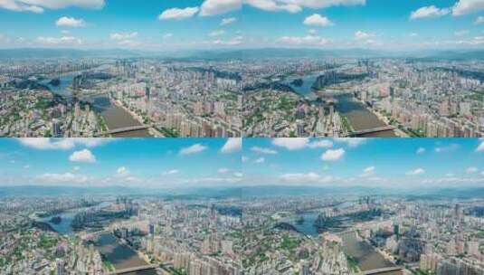 福州闽江两岸城市天际线建筑风光航拍延时高清在线视频素材下载