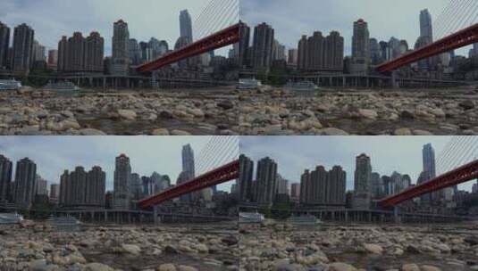 长江岸边水位下降高清在线视频素材下载