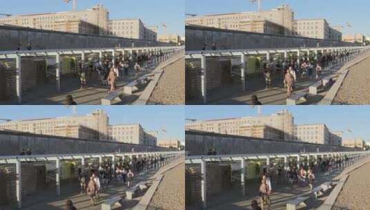 柏林墙纪念馆的游客高清在线视频素材下载