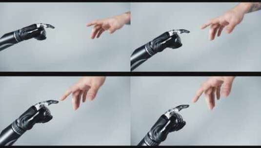 机器人与人握手高清在线视频素材下载