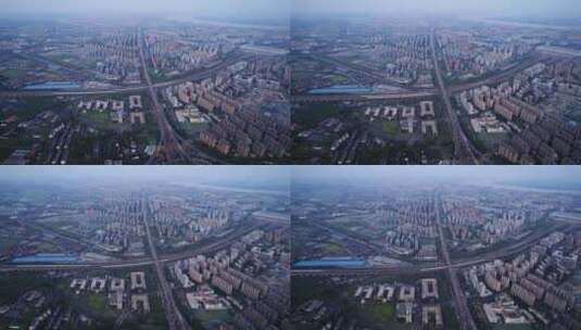 杭州城区现代城市风光航拍高清在线视频素材下载