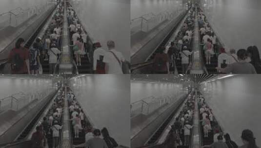 地铁自动扶梯人流高清在线视频素材下载