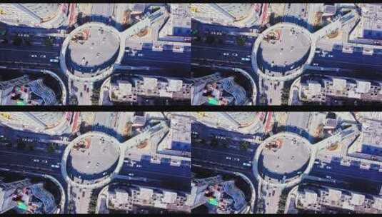 杭州市临安广场天桥航拍高清在线视频素材下载