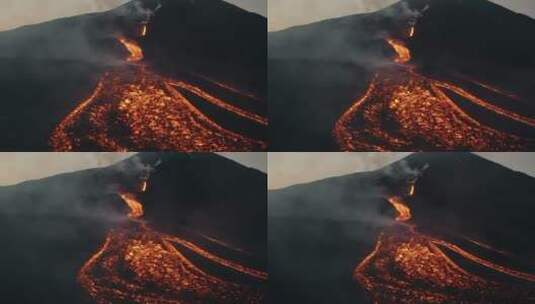 航拍冰岛活火山 岩浆涌动高清在线视频素材下载