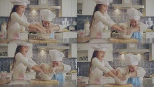 女孩在厨房烹饪早餐高清在线视频素材下载