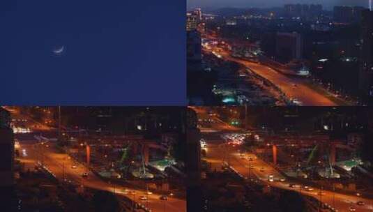 城市夜幕降临夜景4k延时视频素材高清在线视频素材下载