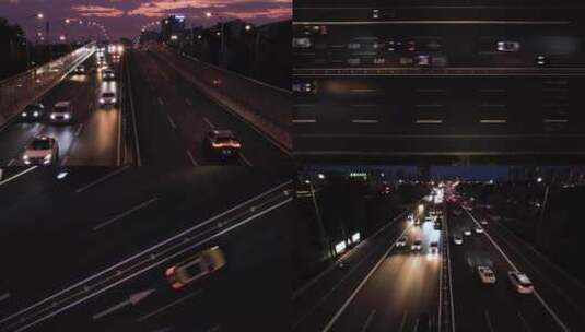夜晚高架桥车流高清在线视频素材下载