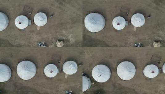 自然风光辽阔蒙古包无人机航拍俯拍高清在线视频素材下载