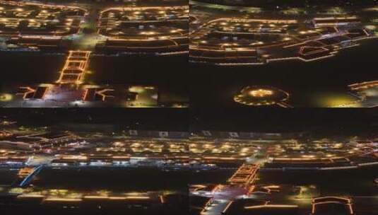 高清竖屏航拍太平古城夜景高清在线视频素材下载