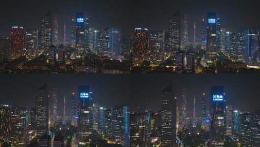航拍珠江新城花城广场夜景高清在线视频素材下载