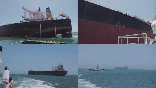 M1中巡逻船靠近国远洋运输散装船又离开高清在线视频素材下载