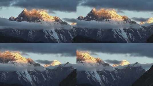 西藏南迦巴瓦峰日照金山航拍709高清在线视频素材下载