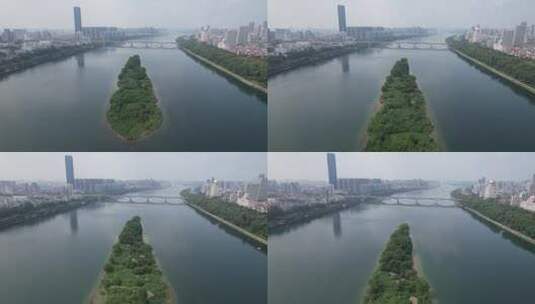 广西柳州柳江风光带航拍高清在线视频素材下载