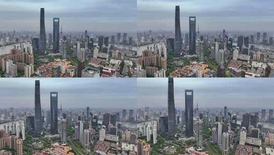 上海证券交易所地标高空日落宣传片航拍高清在线视频素材下载