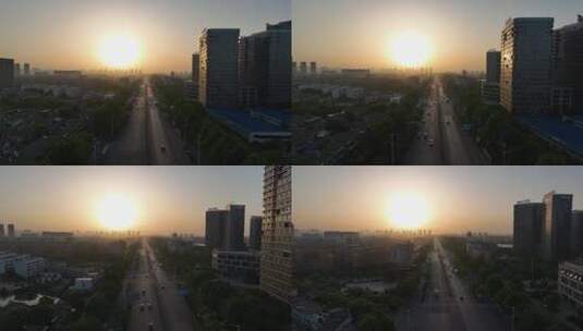 芜湖清晨航拍空镜高清在线视频素材下载