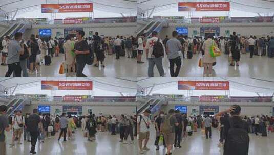 深圳北站火车站高铁站旅客检票口排队中景3高清在线视频素材下载