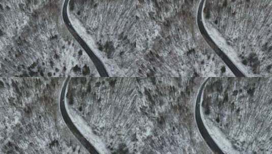 吉林长白山雪原森林公路G334航拍风光高清在线视频素材下载