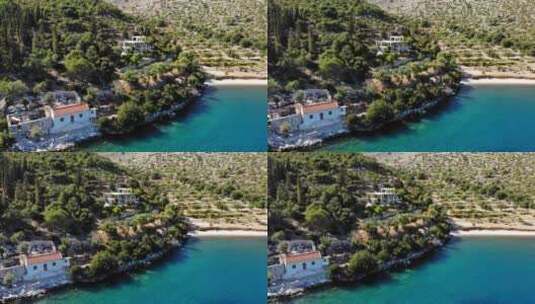 希腊阿吉亚索非亚海滩的田园风光——无人机拍摄高清在线视频素材下载