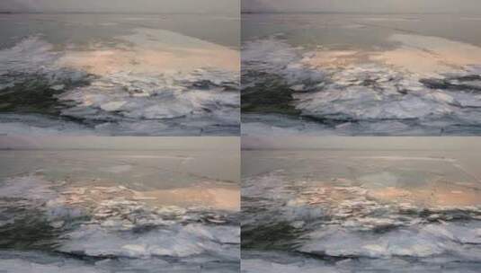 犹他湖海岸线上堆积的冰的时间推移高清在线视频素材下载