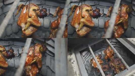 坑烤里的烧鸡排骨高清在线视频素材下载