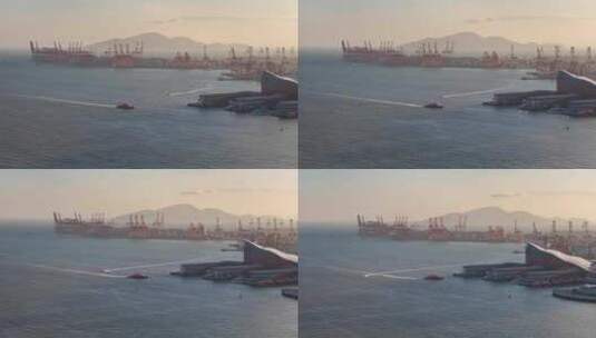 4K航拍深圳南山区蛇口邮轮母港高清在线视频素材下载