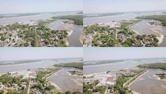 河流城镇航拍高清在线视频素材下载