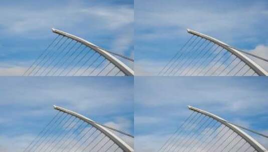 都柏林市塞缪尔·贝克特桥的时间流逝，爱尔兰天空中乌云密布。高清在线视频素材下载