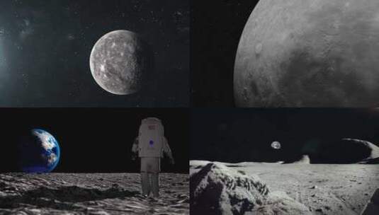 【合集】实拍月球表面 太空中的宇航员高清在线视频素材下载