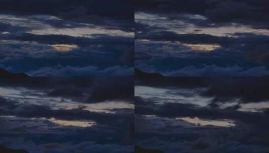山顶拍摄云层滚动露出霞光高清在线视频素材下载