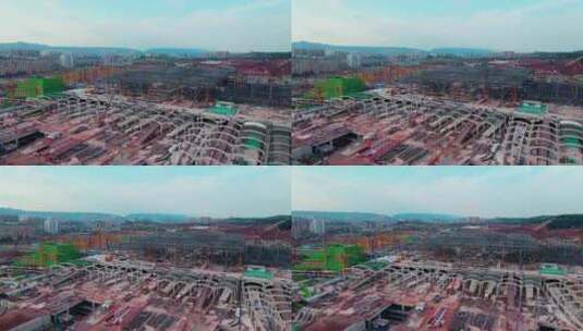 航拍重庆东站建设施工高清在线视频素材下载