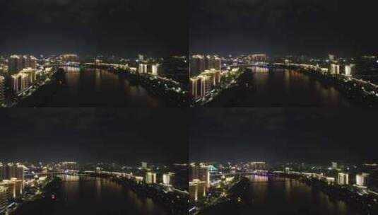 航拍江西赣州城市夜景灯光高清在线视频素材下载