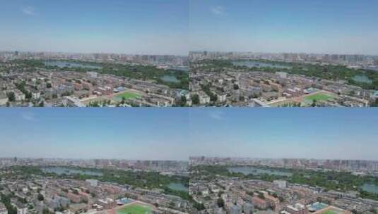 航拍山东济南城市建设城市风光高清在线视频素材下载