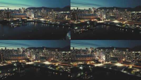 夜景延时沿海城市的风光高清在线视频素材下载