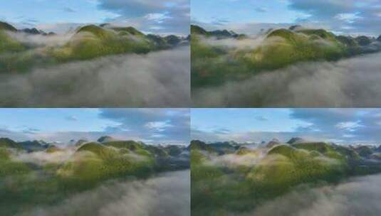航拍云雾中的群山高清在线视频素材下载
