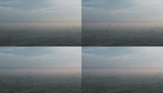 南京城市清晨迷雾平流层竖屏航拍高清在线视频素材下载