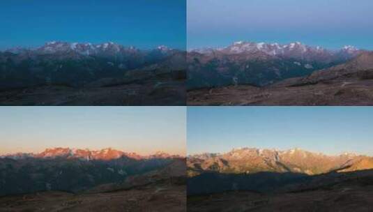 阿尔卑斯山上从黄昏到白天的延时日出高清在线视频素材下载