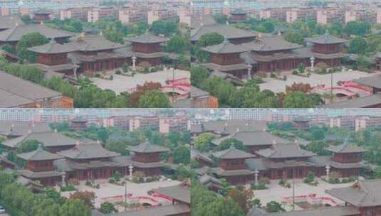 航拍上海宝山寺佛教寺院自然风光高清在线视频素材下载